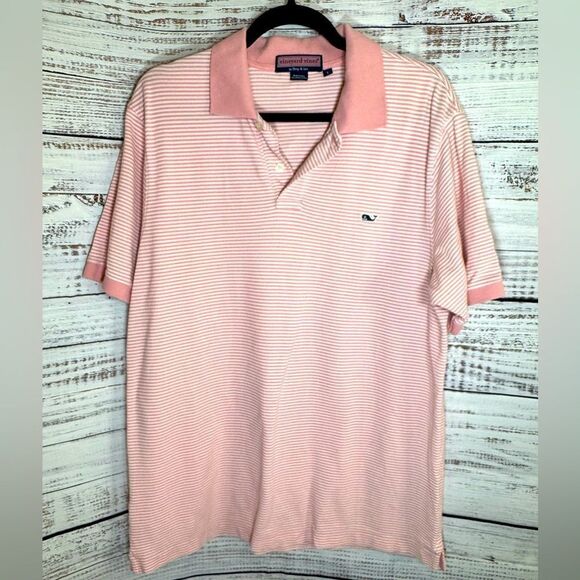 Vineyard vines by shep & lan Polo Mens size large striped Cotton Golf Rugby - Picture 1 of 9